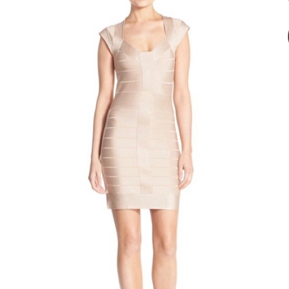 French Connection Rosy Gold Bandage Dress - Picture 1 of 6